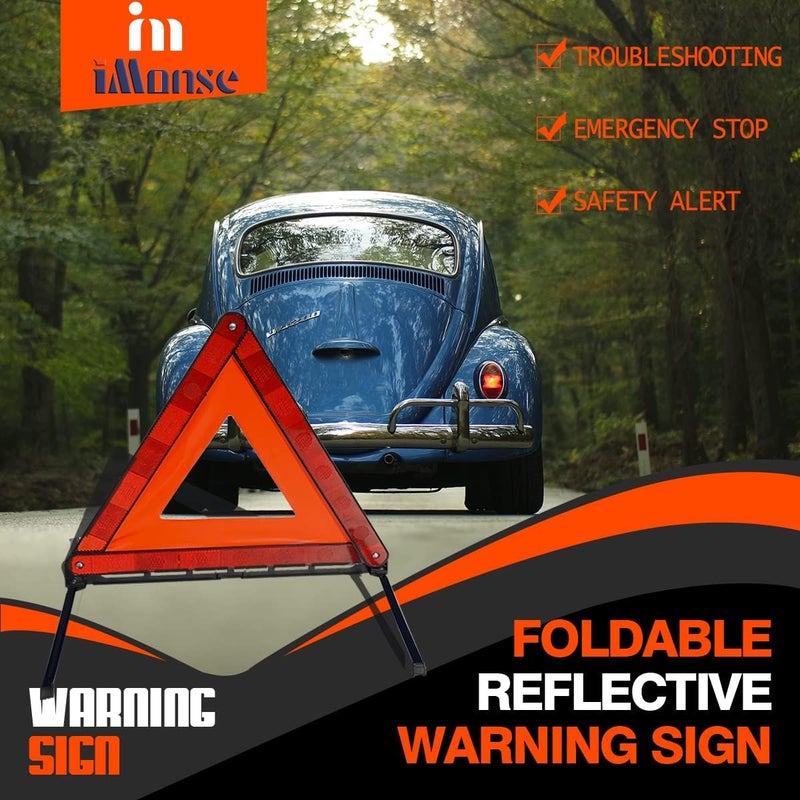 iMonse Warning Safety Triangle Kit, Emergency Roadside Warning Reflective Triangle, Foldable with Storage Case for Roadside Breakdowns Emergenc 3 Pack - Image 2